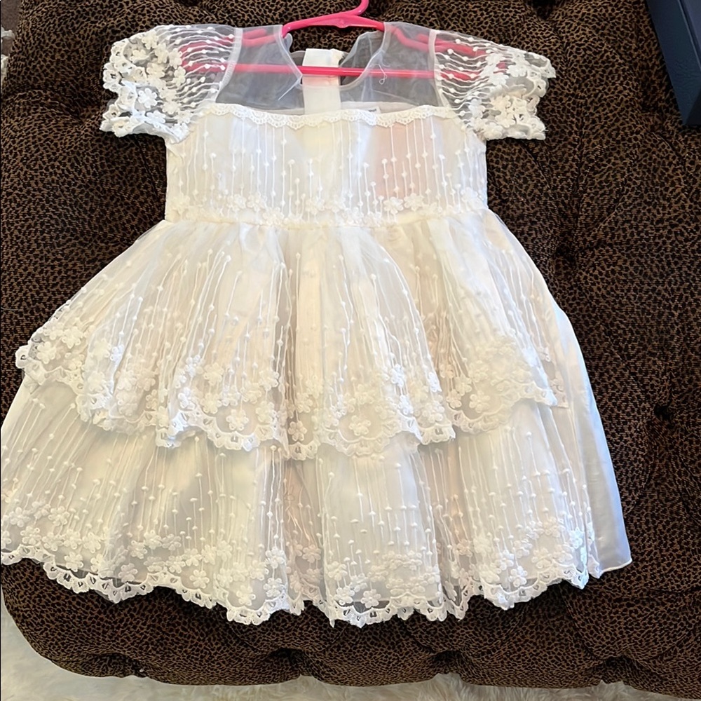 PatPat White Mesh  and Lace Detail Dress